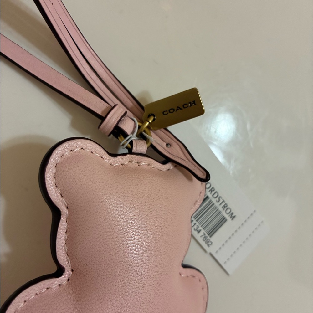 Coach leather Pink Bear Bag Charm with Gold Tag NWT NEW Release CHARM ONLY - Picture 4 of 5